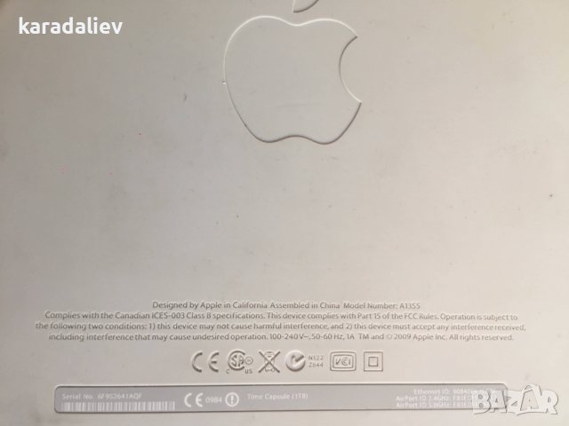 Apple Airport Time Capsule 3rd Gen | A1355 | 1TB HDD , снимка 4 - Рутери - 38718746