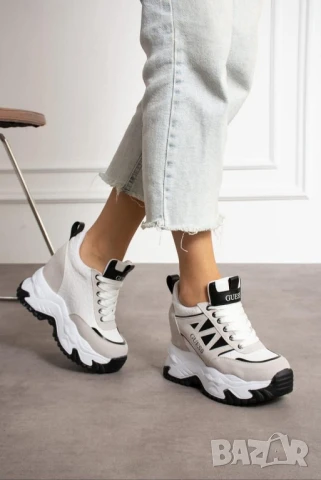 дамски маратонки с платформа 9см guess от еко кожа 