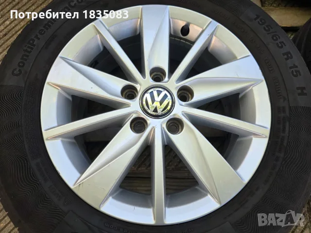 Лети джанти 15ки 5х112 + летни гуми 195/65/15 Continental, снимка 5 - Гуми и джанти - 55993455