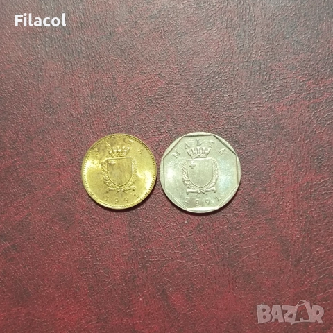 Малта 1 и 5 цента 1991 година, снимка 2 - Нумизматика и бонистика - 52934462