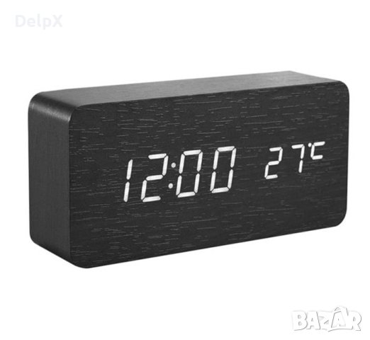 Настолен LED часовник, винтидж, календар, термометър, -10°C до 50°C, снимка 1 - Друга електроника - 42646474