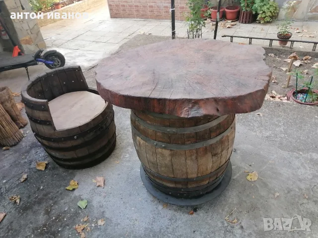 Маса и стол от бурета, снимка 2 - Градински мебели, декорация  - 55804703