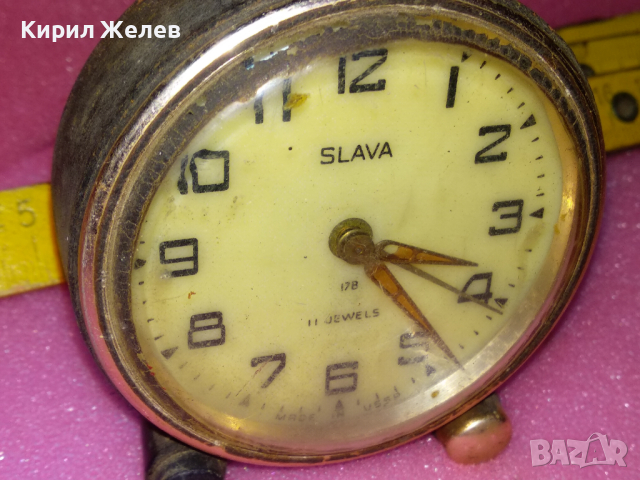 SLAVA MADE in USSR Стар КОЛЕКЦИОНЕРСКИ РУСКИ БУДИЛНИК МЕХАНИЧЕН НАСТОЛЕН ЧАСОВНИК СЛАВА СССР 43040, снимка 7 - Антикварни и старинни предмети - 44548994