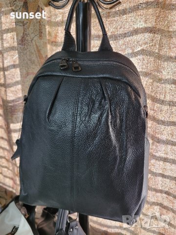  черна раница+ чанта ЕСТЕСТВЕНА кожа , снимка 10 - Раници - 44493963