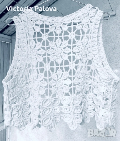 Елегантен Бял Crochet Елек от Drôle de Copine Paris, снимка 14 - Корсети, бюстиета, топове - 53740004