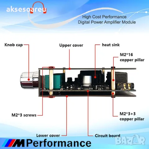 Нов мощен висококачествен мини Стерео цифров Bluetooth 5.1 усилвател Клас D 2 X  50W + 100W 2.1буфер, снимка 4 - Ресийвъри, усилватели, смесителни пултове - 49880911