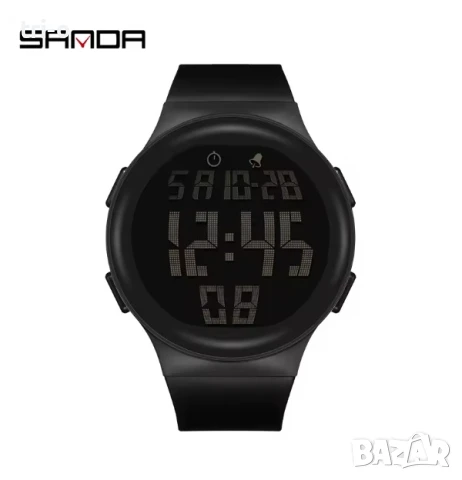 SANDA Моден мъжки електронен часовник с мека TPU каишка, голям LED екран, водоустойчив 2151