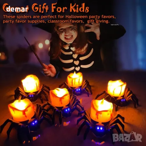6 броя Хелоуин LED свещи "паяк" на батерии, снимка 6 - Лед осветление - 49791831