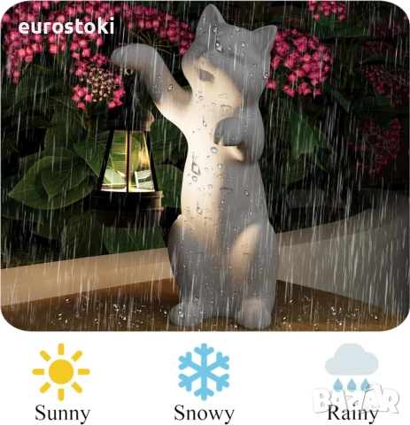 Статуя на котка от смола със соларен фенер - външни и вътрешни декорации, статуи с фенери за градина, снимка 2 - Градински мебели, декорация  - 52484990