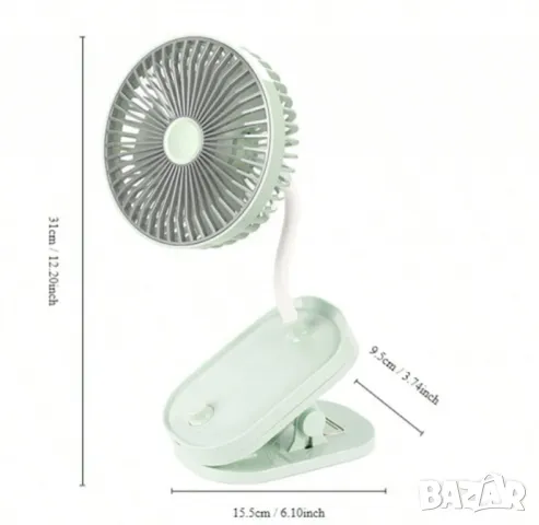 Мини вентилатор с щипка – преносимо освежаване с елегантен дизайн, снимка 3 - Вентилатори - 50427196