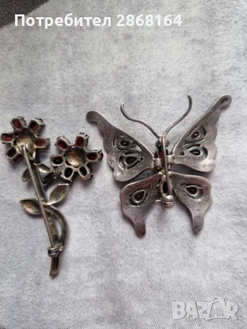 Две стари сребърни брошки, снимка 7 - Антикварни и старинни предмети - 48726495