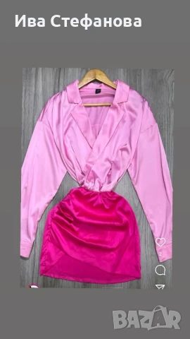 Нова елегантна  разкошна кукленска розова рокля сатен сатенена , снимка 2 - Рокли - 38647239