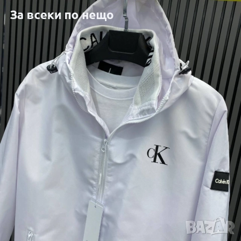 Calvin Klein Мъжка Ветровка Келвин Клайн - Бяла Или Черна Код A851, снимка 4 - Якета - 51626804