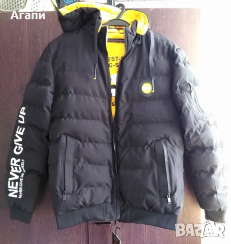 Мъжко двулицево зимно яке с качулка размер S/M ново, снимка 5 - Якета - 48393042