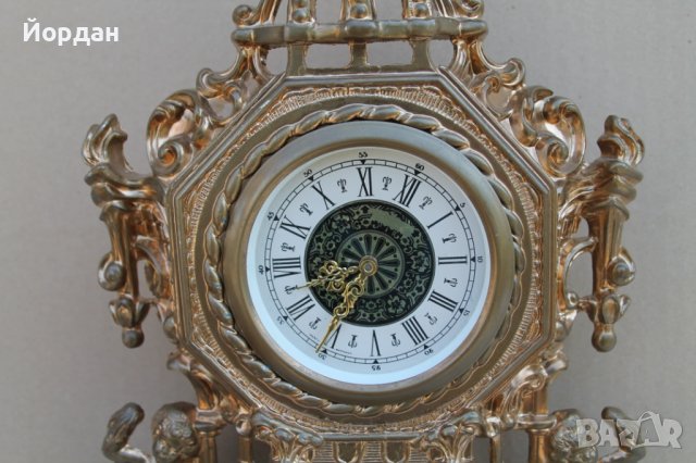 Немски механичен часовник бронз с позлата, снимка 16 - Антикварни и старинни предмети - 41374315