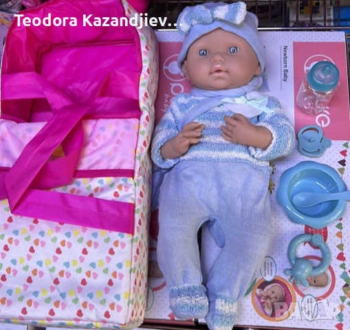 Кукла бебе с пълен комплект – Шише, пижама, легълце и аксесоари - 42 см - НА БЪЛГАРСКИ, снимка 4 - Кукли - 52583974