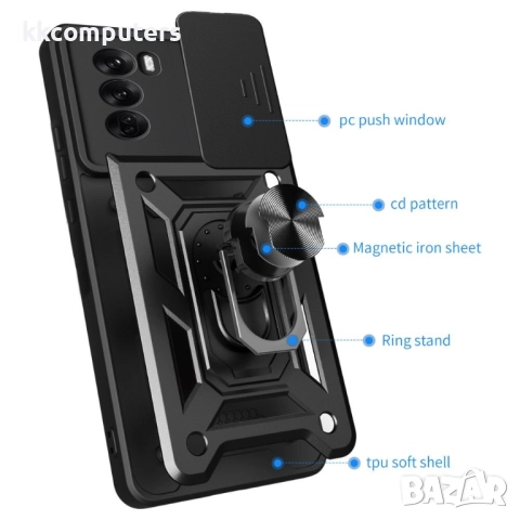 Oppo Reno12 Pro Удароустойчив Ring Holder Калъф и Протектор, снимка 3 - Калъфи, кейсове - 52674266