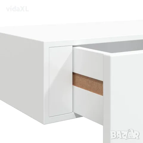 vidaXL Стенен рафт с чекмедже, бял, 40x23,5x10 см, МДФ, снимка 10 - Етажерки - 56146951