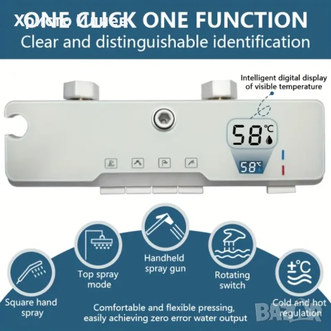 Душ система със светещ смесител Лед LED дисплей 4 функции бутони функция дъжд БЯЛ, снимка 14 - Смесители - 51416673