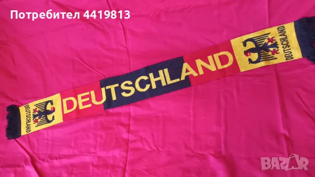 Плетен футболен шал на Германия (Deutschland) с националния герб орел - като нов, фенски шал, снимка 5 - Фен артикули - 55963649