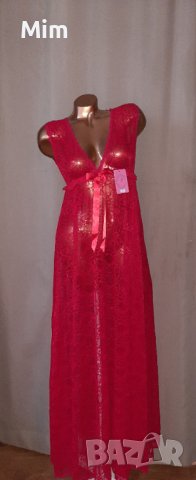 М/ XL Дълга дантелена рокля / нощница/ в  червено