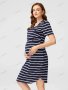 Дамска раирана рокля за бременни/кърмачки в модерен стил - 023