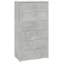 vidaXL Бюфет с 6 чекмеджета, бетонно сив, 50x34x96 см, инженерно дърво, снимка 1