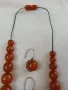 Стар руски  кехлибарен гердан с  кръгли,плътни зърна и обеци кехлибар и сребро , снимка 8