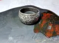 СТАРИНЕН РЪЧНО ФЛОРАЛНО ОРНАМЕНТИРАН СРЕБЪРЕН ПРЪСТЕН СРЕБРО ВИСОКА ПРОБА МАЙСТОРСКА РАБОТА 50114, снимка 7