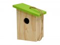 Дървена къщичка за диви Птици със зелен покрив 14,5 x 11 x 17,5 cм. - Модел: 17021