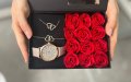 Подарък За Свети Валентин За Нея - Кутия с вечни рози и аксесоари