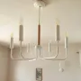 Модерен класически висящ полилей тип свещ /метал с дърво / 6 рамена, снимка 4