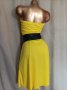 М Жълта рокля с черен кожен колан , снимка 2