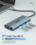 Acer USB C хъб с 4k HDMI, 9-в-1 USB C към Ethernet адаптер, 5Gbps USB-A 3.1 докинг станция, PD 100W, снимка 3