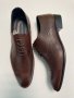 Мъжки кожени официални обувки - Тъмнокафяви - 45, снимка 1 - Официални обувки - 41587700