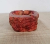 Винтидж пепелник от истински оранжев алабастър ''Romano Bianchi'' масивен, тежък, ръчно изработен., снимка 5