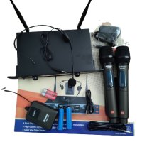 Двуканална VHF безжична микрофонна система, комплект микрофони, снимка 2 - Микрофони - 42376670