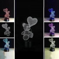 Холограмна LED лампа CREATIVE 3D taddy bear, снимка 4 - Лед осветление - 40327798