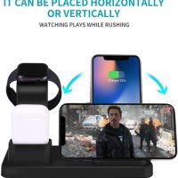 3 в 1 стойка за безжично зареждане на iPhone, Apple Watch, Airpods, 10W Qi бързо зареждане Dock Pad , снимка 4 - Аксесоари за Apple - 40531823