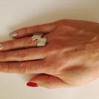 Сребърен пръстен с бял седеф.Сребро проба 925, снимка 3 - Пръстени - 38993884