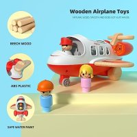 Нова дървена Играчка самолет за деца звук и светлина аеронавтика подарък, снимка 3 - Образователни игри - 42003052