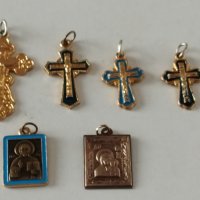 Кръст и иконки медальони Разпятие Христово 3.5/2.3 см, снимка 1 - Други ценни предмети - 42012567