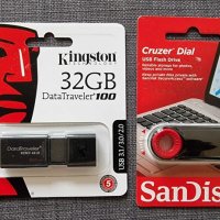 USB пламети: Kingston DataTraveler 32GB + SanDisk Cruzer Dial 64GB (15 лв. за ДВЕТЕ), снимка 1 - USB Flash памети - 41763817