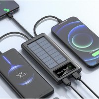 Мощна Преносима Соларна Батерия 30000mAh с вградени кабели и фенер, снимка 9 - Друга електроника - 44471467