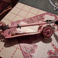Детска тротинетка - розова сгъваема метална със спирачка и звънче, снимка 10 - Ролери, кънки - 38903667
