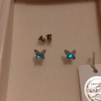 Swarovski пеперудки обеци, снимка 1 - Обеци - 35696113