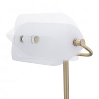 Бяла банкерска лампа с метална основа, снимка 6 - Настолни лампи - 40034469