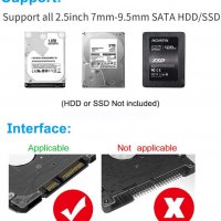 USB 3.0 кутия за 2.5" SATA SSD, HDD, 7 и 9,5 mm, с USB 3.0 кабел , снимка 5 - Други - 35980678