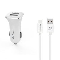 Автомобилно зарядно DETECH за мобилен телефон с букса Type-C , 2xUSB , 5V 2,4A , Quick Charge 2 , снимка 1 - Зарядни за кола - 36166503