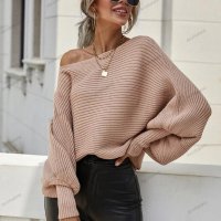 Дамски свободен пуловер с кръгло деколте и дълги ръкави, 2цвята - 023 , снимка 11 - Блузи с дълъг ръкав и пуловери - 42678795